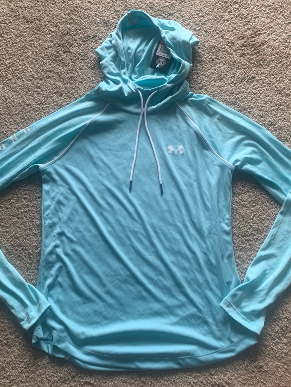 Under Armour Aqua Blue Hooded Performance Long Sleeve